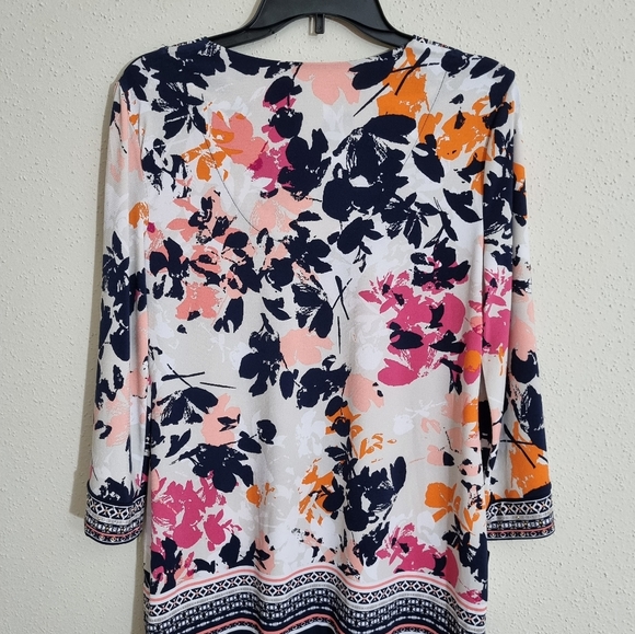 JM Collection White Pink Multicolor Tunic Top New With Tags Size S - Picture 3 of 7